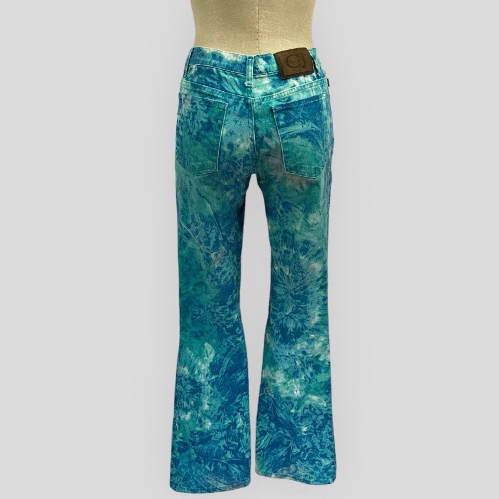 Roberto Cavalli 2000’s Y2K Euro Trash Tie Dye Floral Trippy Stretch Vintage Je… - Picture 5 of 9